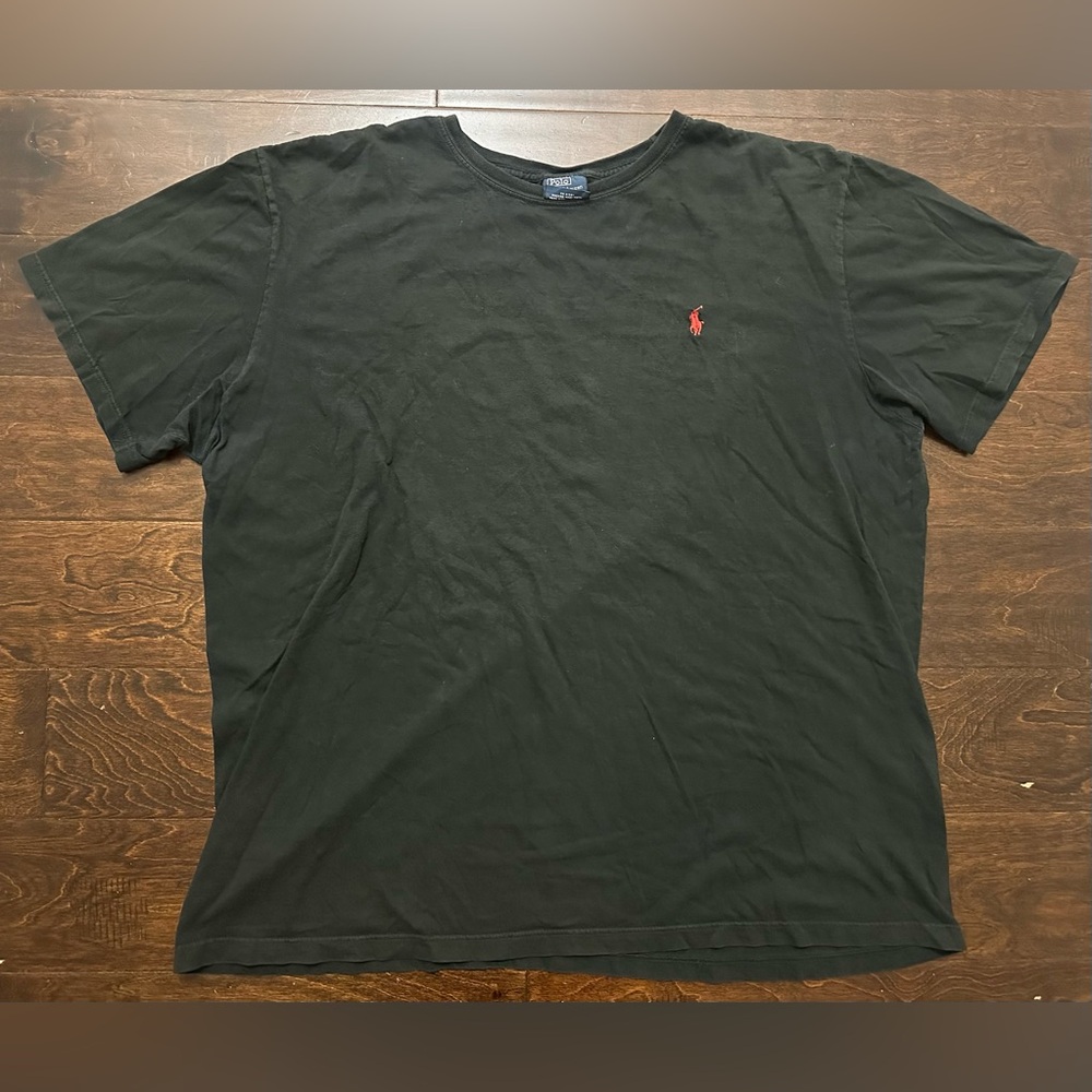 Vintage Men’s Polo Ralph Lauren Black/ Red Logo T-Shirt- Size XL